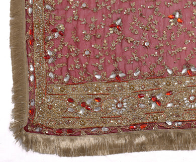 Vintage Heavy Dupatta Pure Georgette Silk Hand outlets Beaded Dark Red Stole