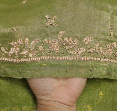 Vintage 2024 Green Heavy Dupatta Pure Silk Hand Embroidered Zardozi Stole